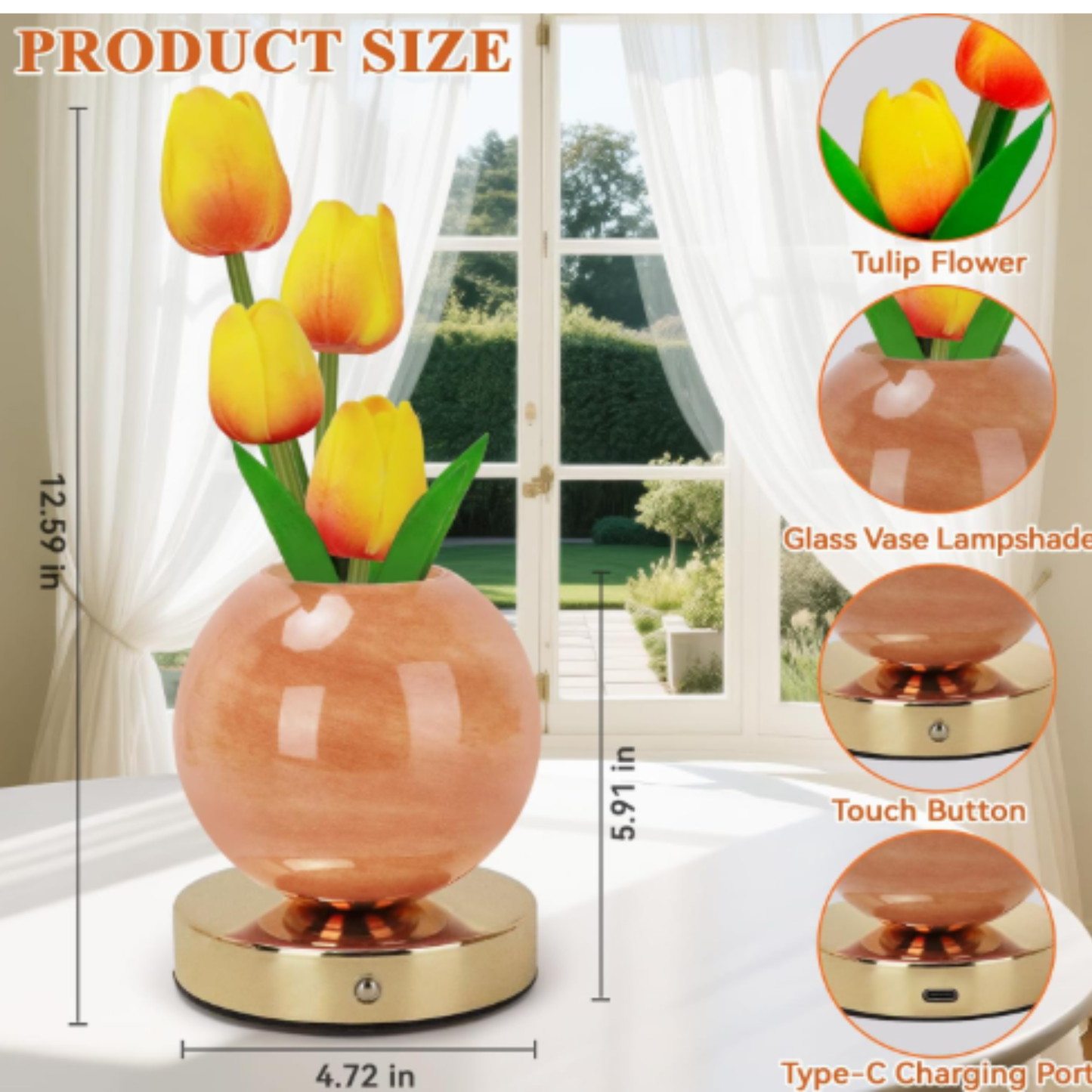 Tulipanes eternos con luz led