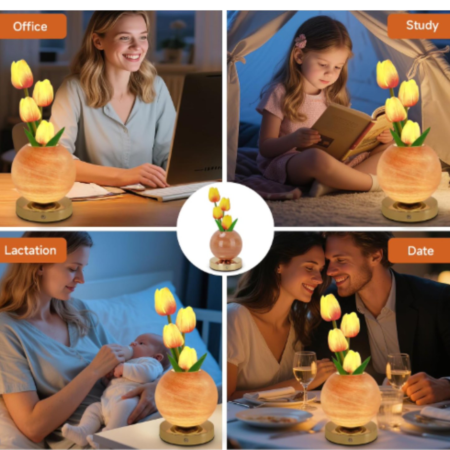 Tulipanes eternos con luz led
