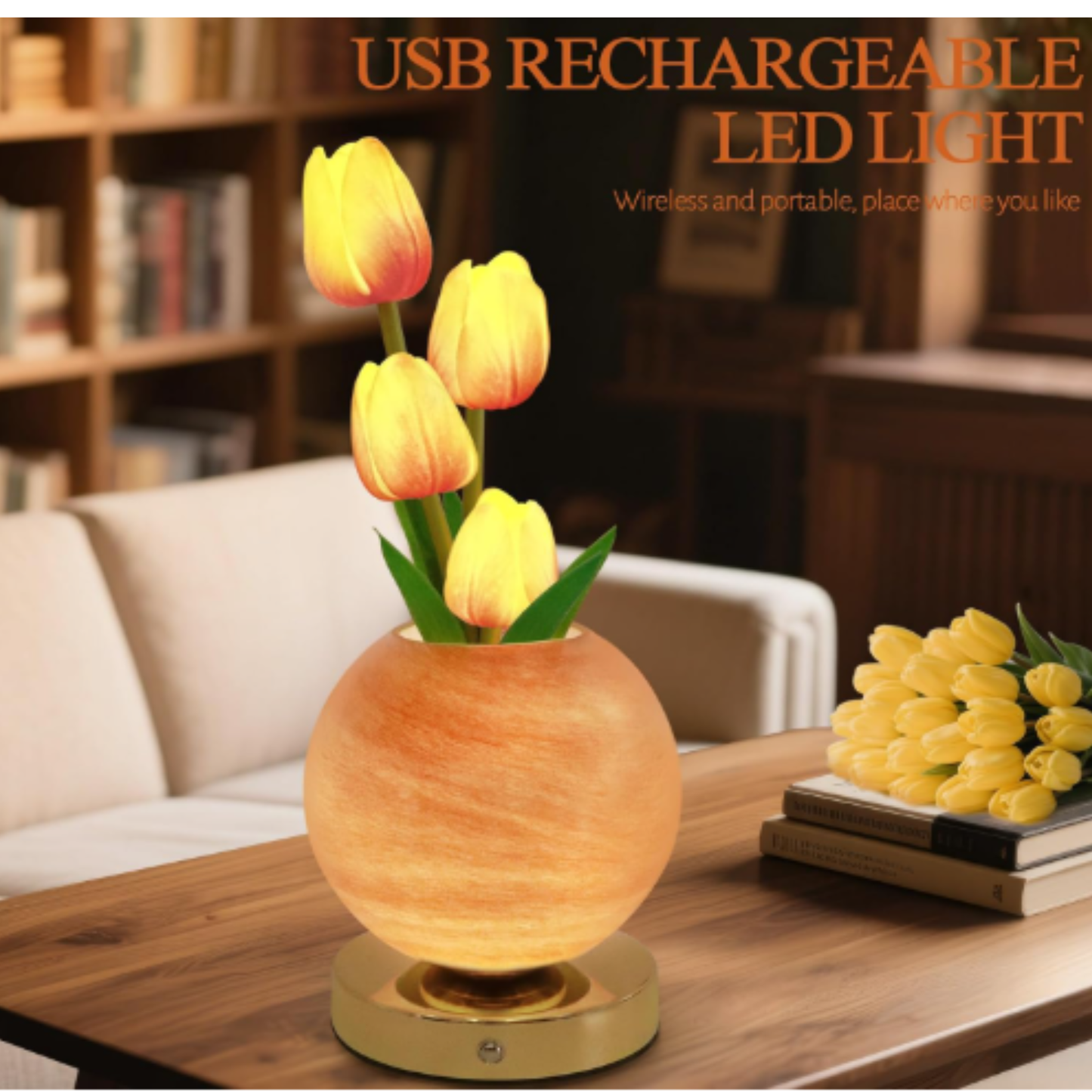 Tulipanes eternos con luz led